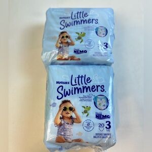 Bundle of 2 New Packs (total 40 diapers) Huggies Little Swimmers / Sz 3